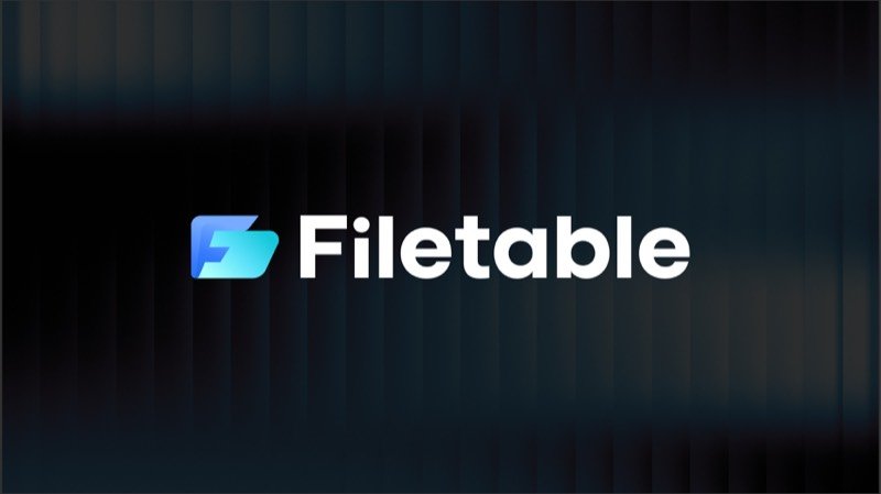 Filetable SaaS app logo with blue folder F symbol and bold wordmark