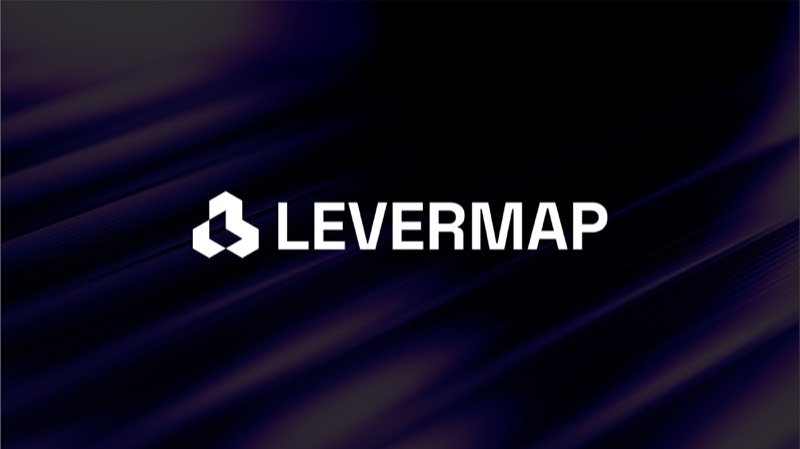 Levermap B2B software logo with geometric hexagon symbol and bold uppercase wordmark